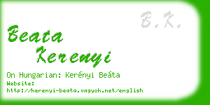 beata kerenyi business card